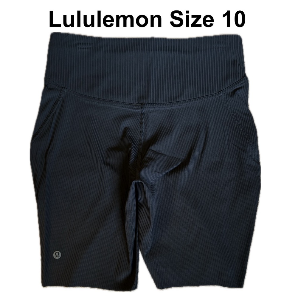 Lululemon Base Pace High Rise Ribbed Short. 8” inseam. Black. Size 10.